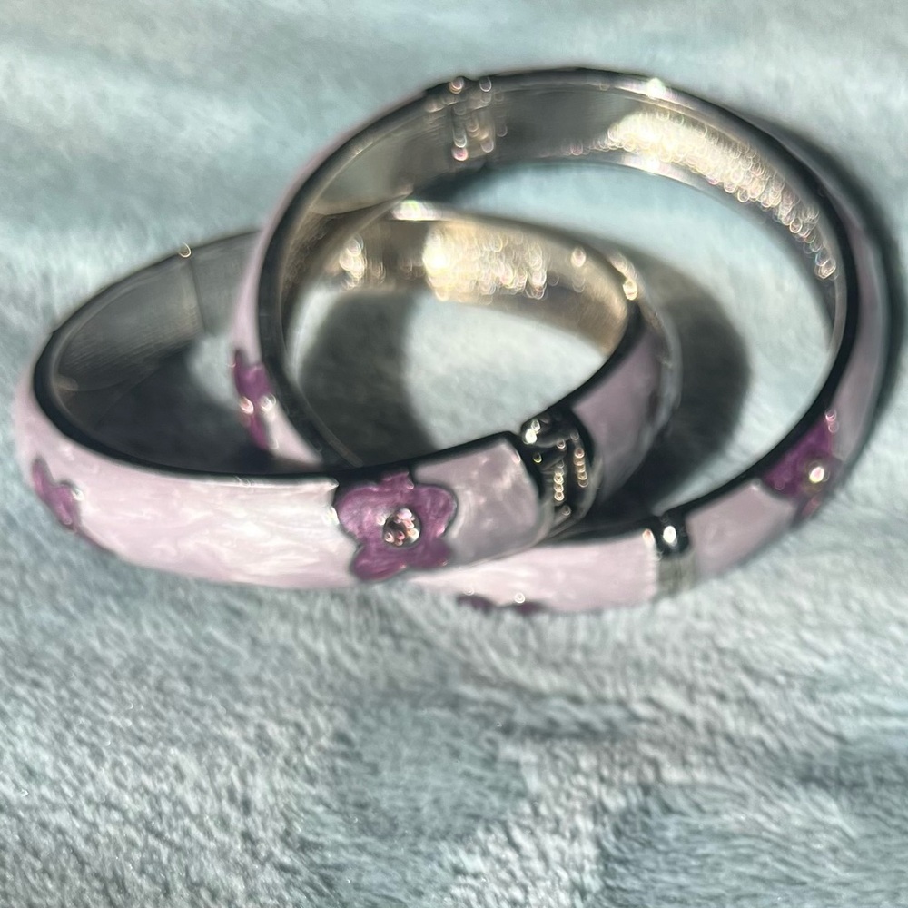 Vintage Purple,/Lavender and Silver Bracelet Set with Elegant Design